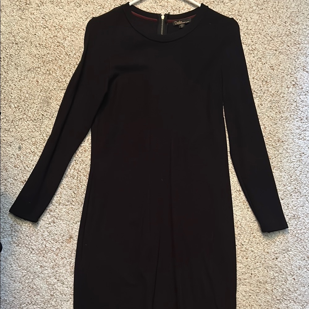 Dalia Black Sheath Long Sleeve Cocktail Dress